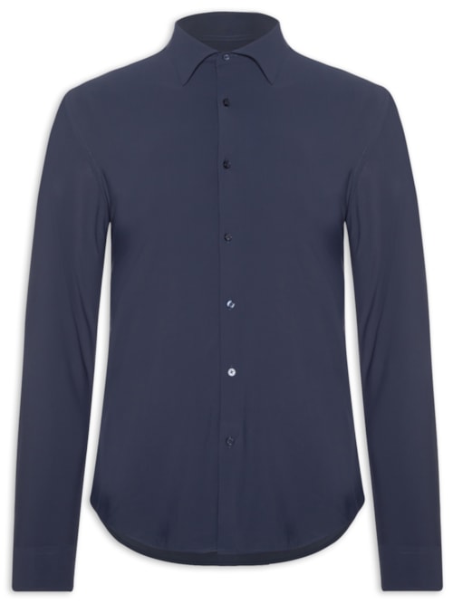 Camisa Masculina Slim Fit Malha Tech - Azul