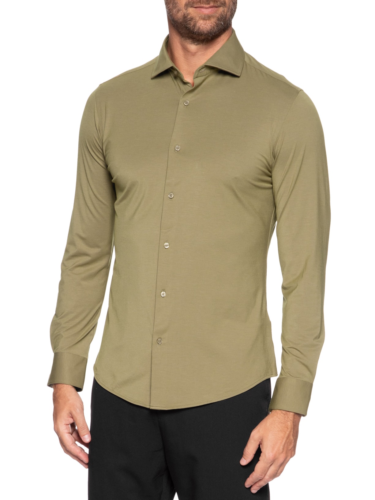 Camisa Masculina Slim Fit Malha Tech Bege '2 Essential