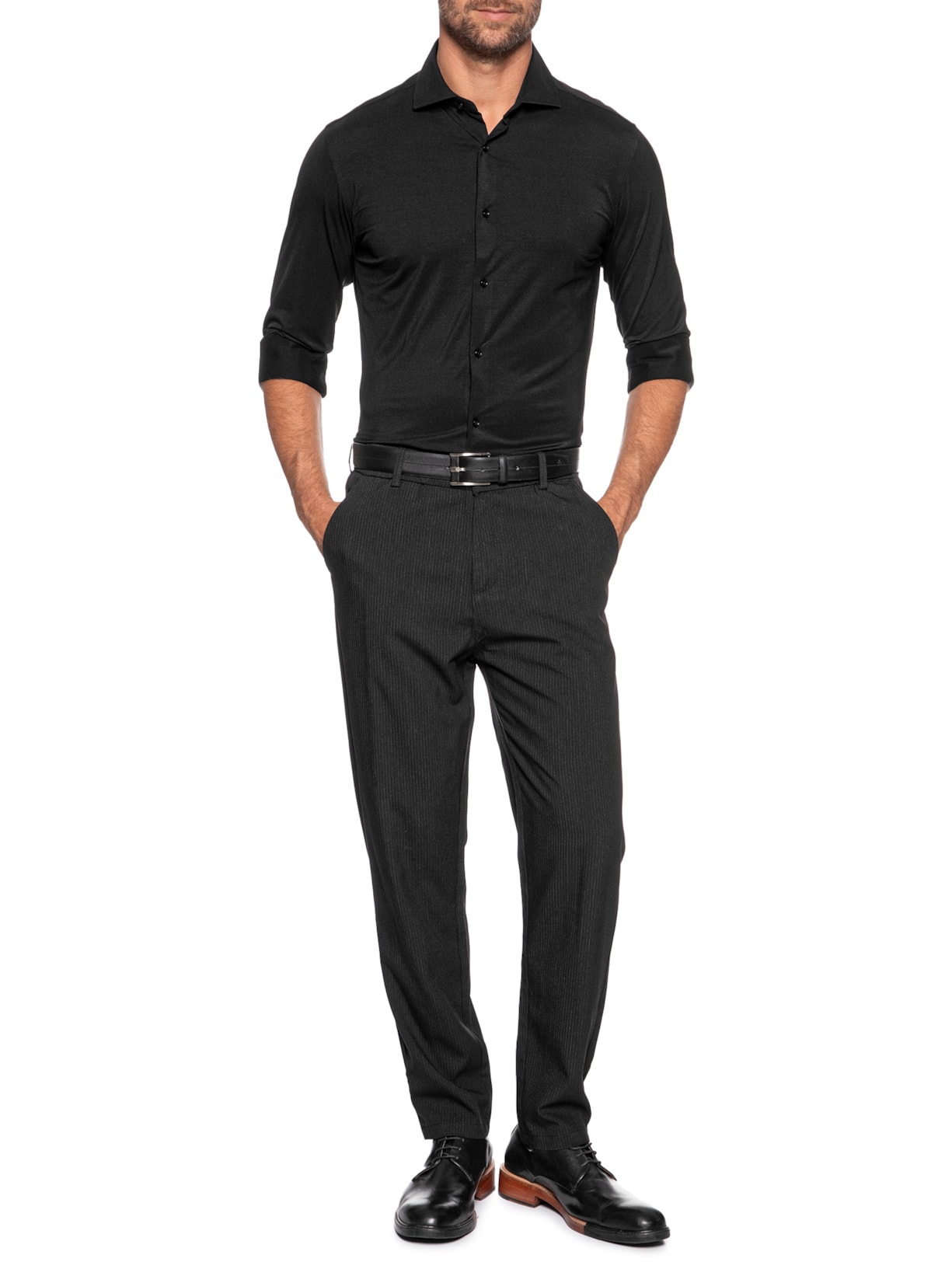 Camisa Masculina Slim Fit Malha Tech Preto '2 Essential