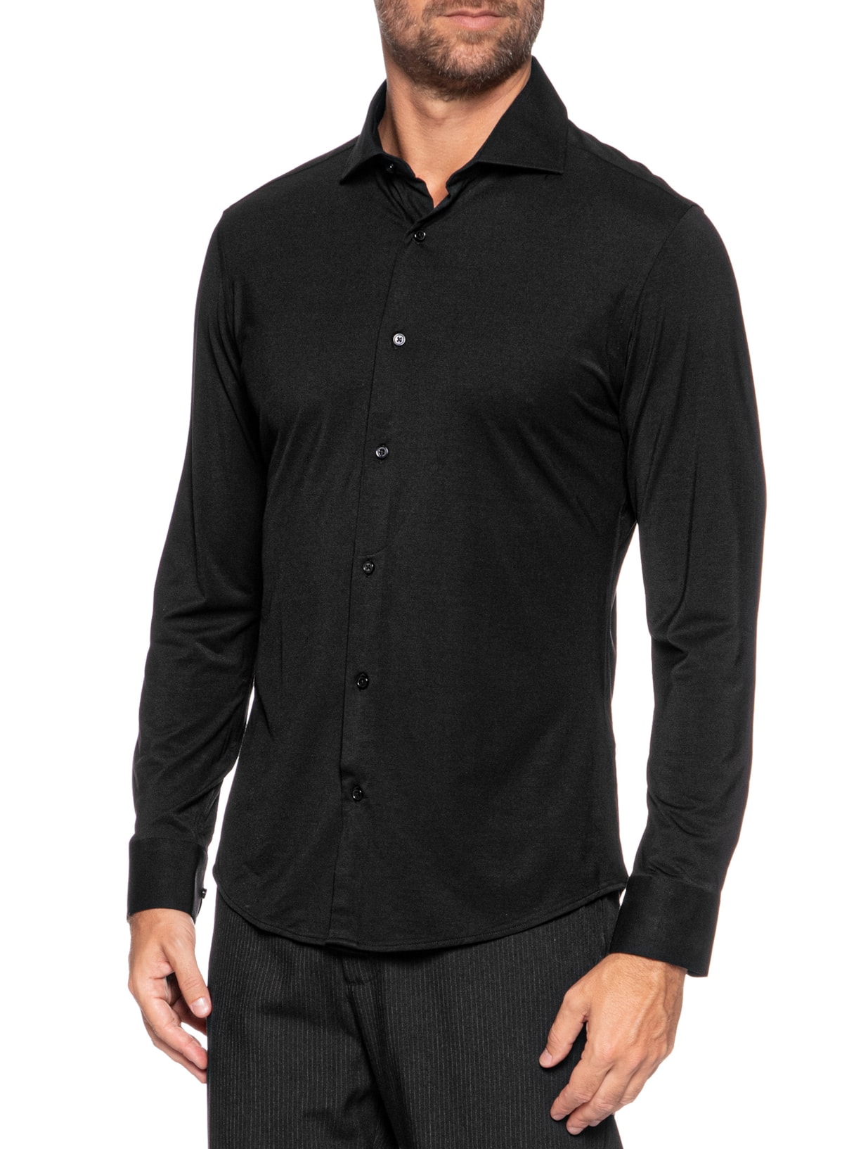 Camisa Masculina Slim Fit Malha Tech Preto '2 Essential