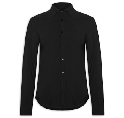 Camisa Masculina Slim Fit Malha Tech - Preto