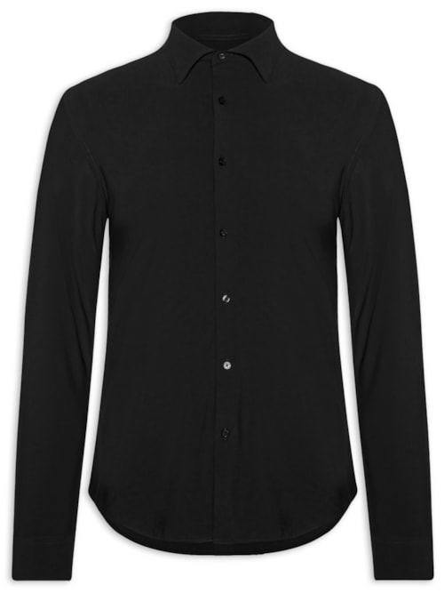 Camisa Masculina Slim Fit Malha Tech - Preto