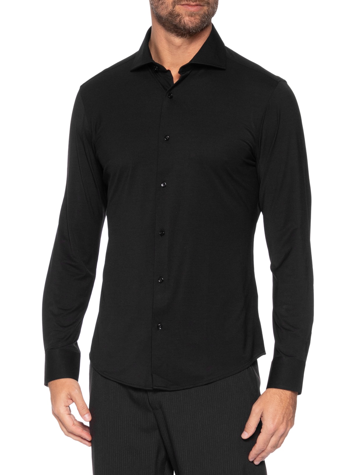 Camisa Masculina Slim Fit Malha Tech Preto '2 Essential