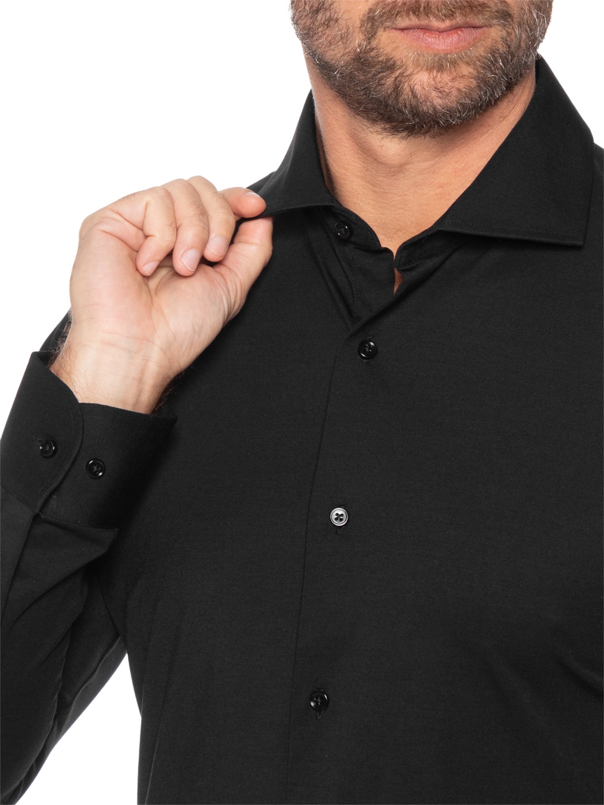 Camisa Masculina Slim Fit Malha Tech Preto '2 Essential