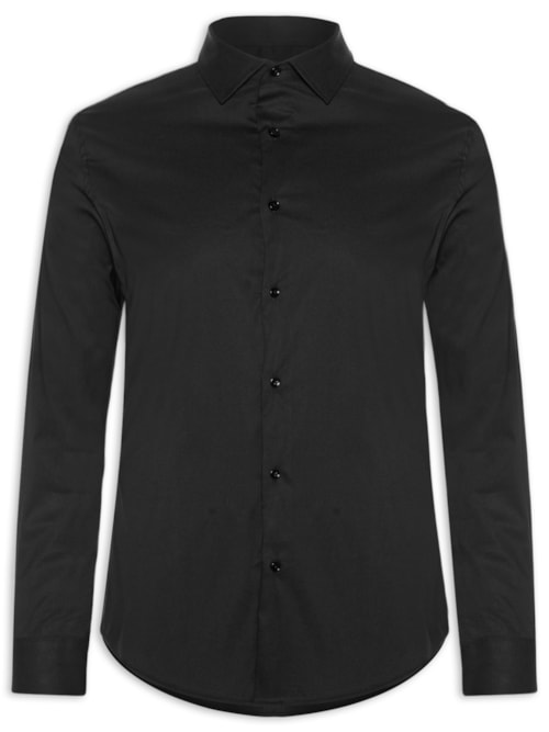 Camisa Masculina Slim Fit Malha Tech - Preto