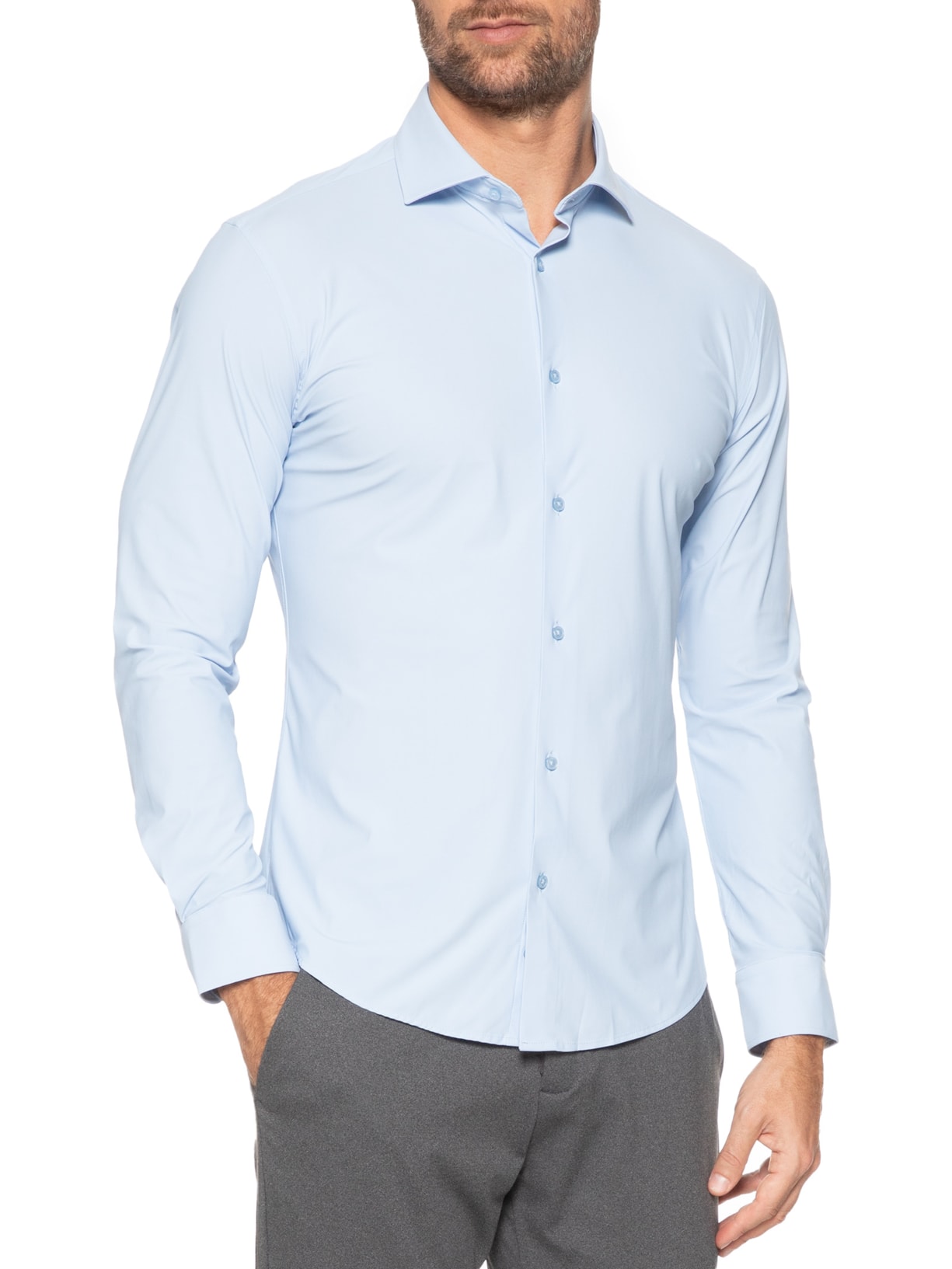 Camisa Masculina Slim Fit Malha Tecnológica Azul '2 Essential