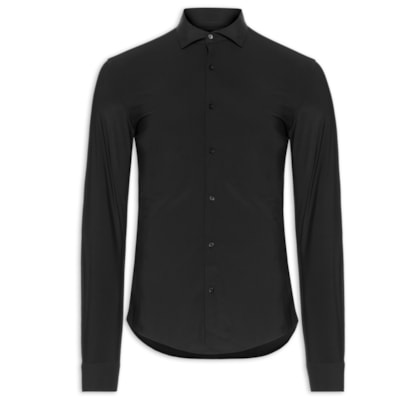 Camisa Masculina Slim Fit Malha Tecnológica - Preto