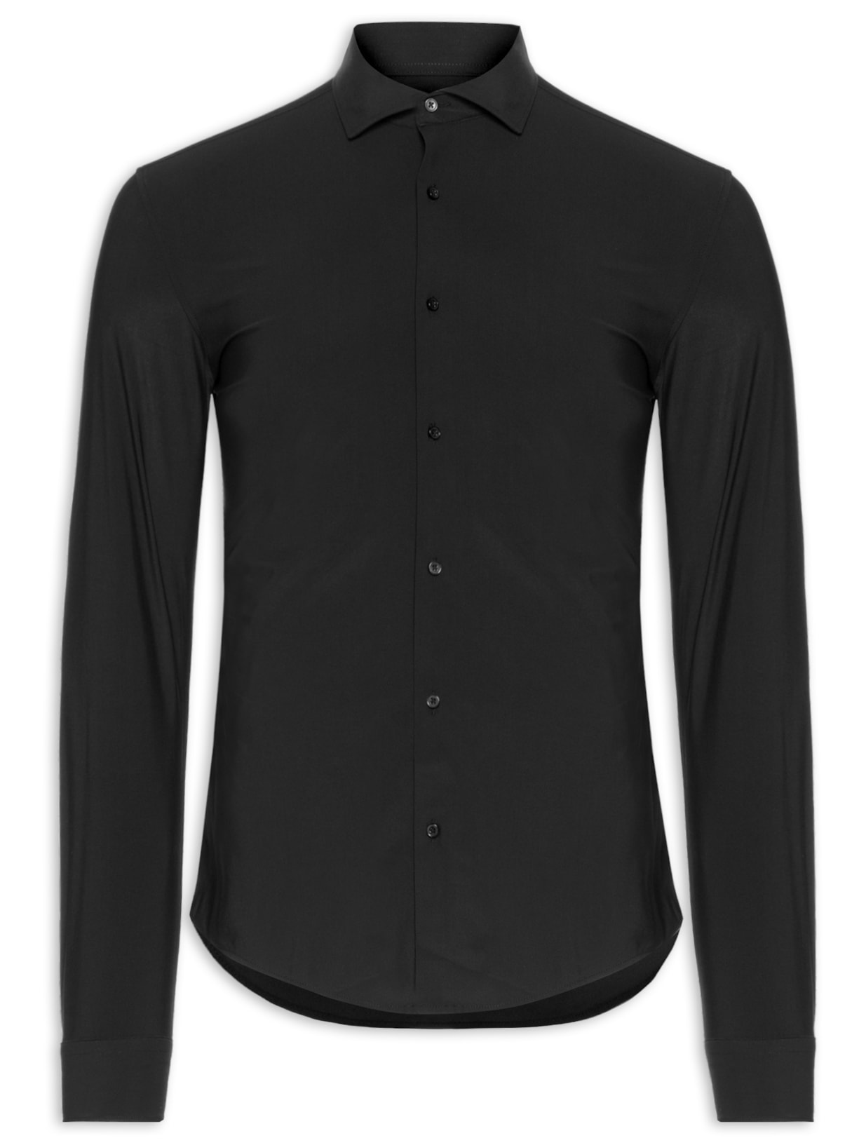 Camisa Masculina Slim Fit Malha Tecnológica - Preto