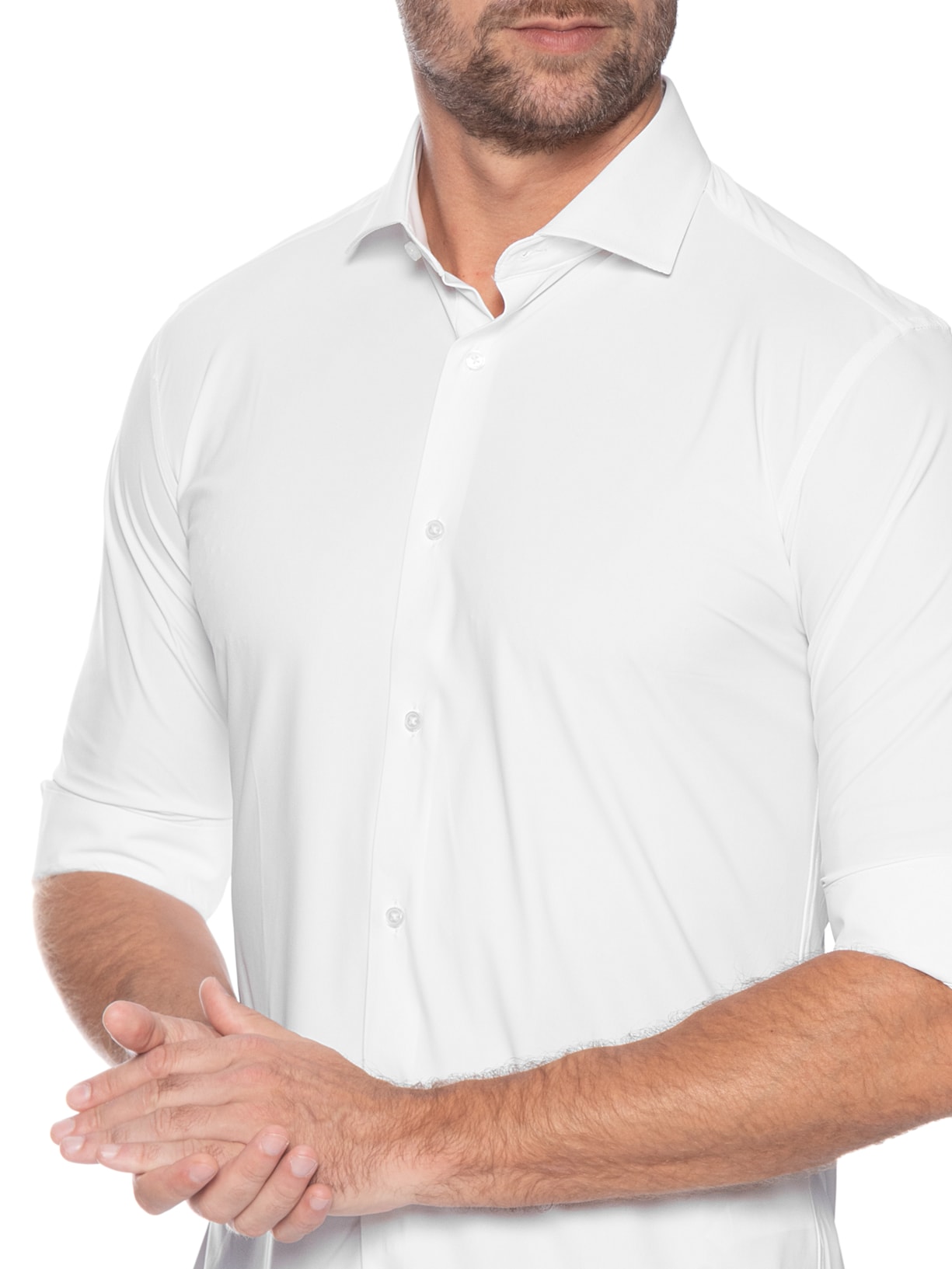 Camisa Masculina Slim Fit Malha Tecnológico Branco '2 Essential