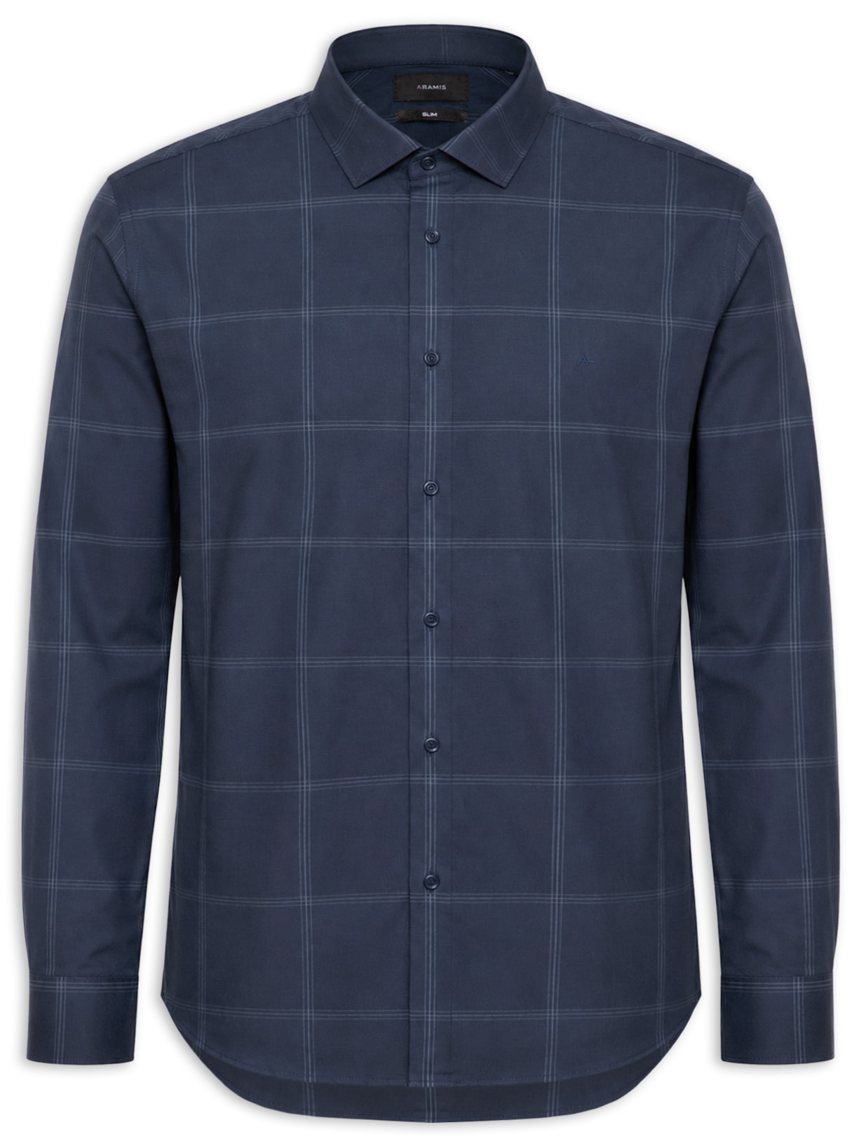 Camisa Masculina Slim Fit Maxi Xadrez Azul Aramis