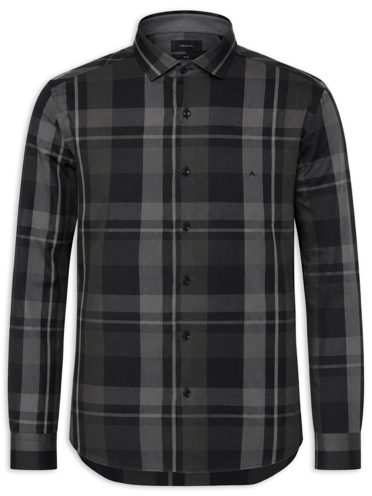 Camisa Masculina Slim Fit Maxi Xadrez Preto Aramis