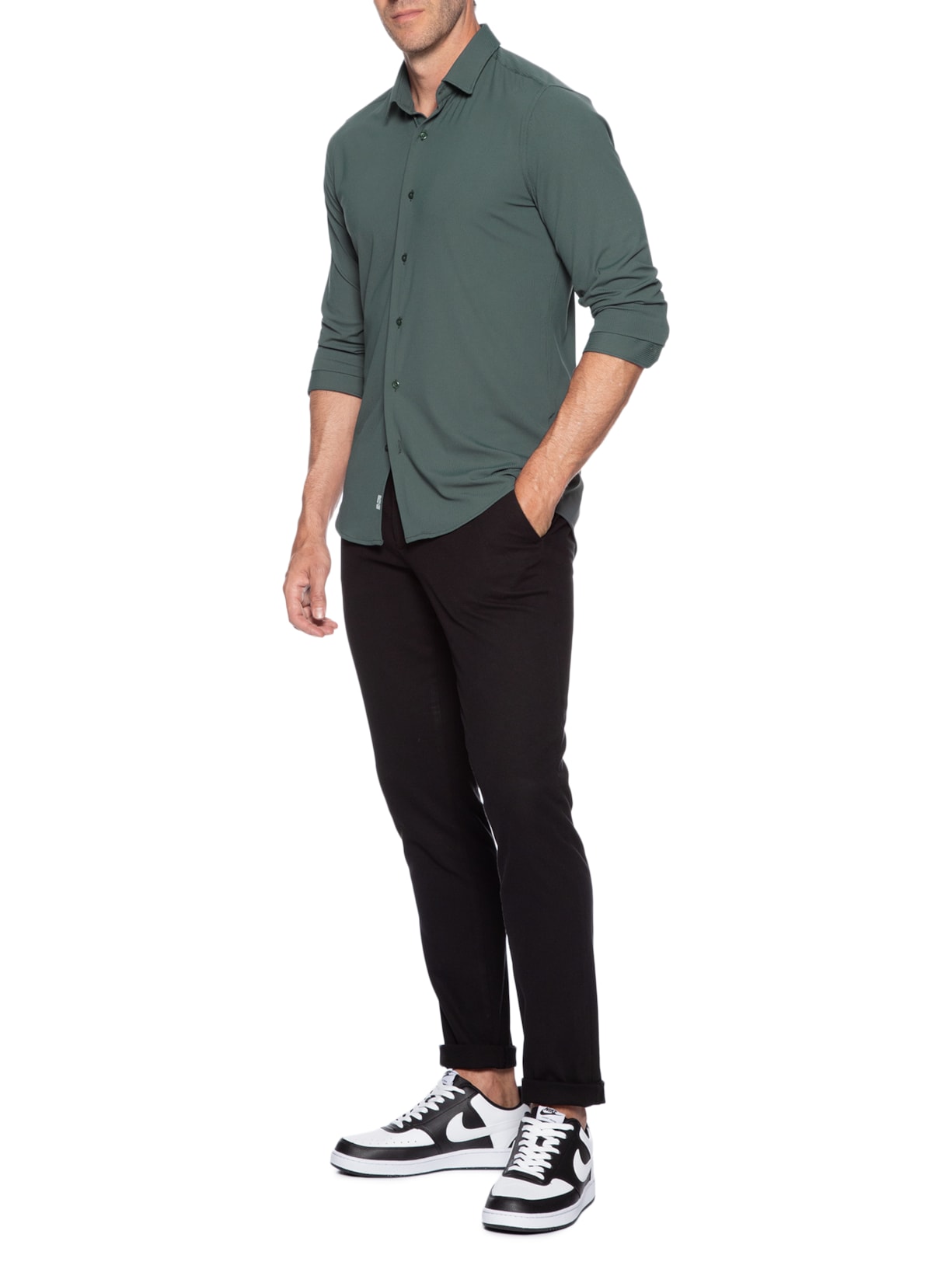 Camisa Masculina Slim Fit New Bold R+ Verde Urban