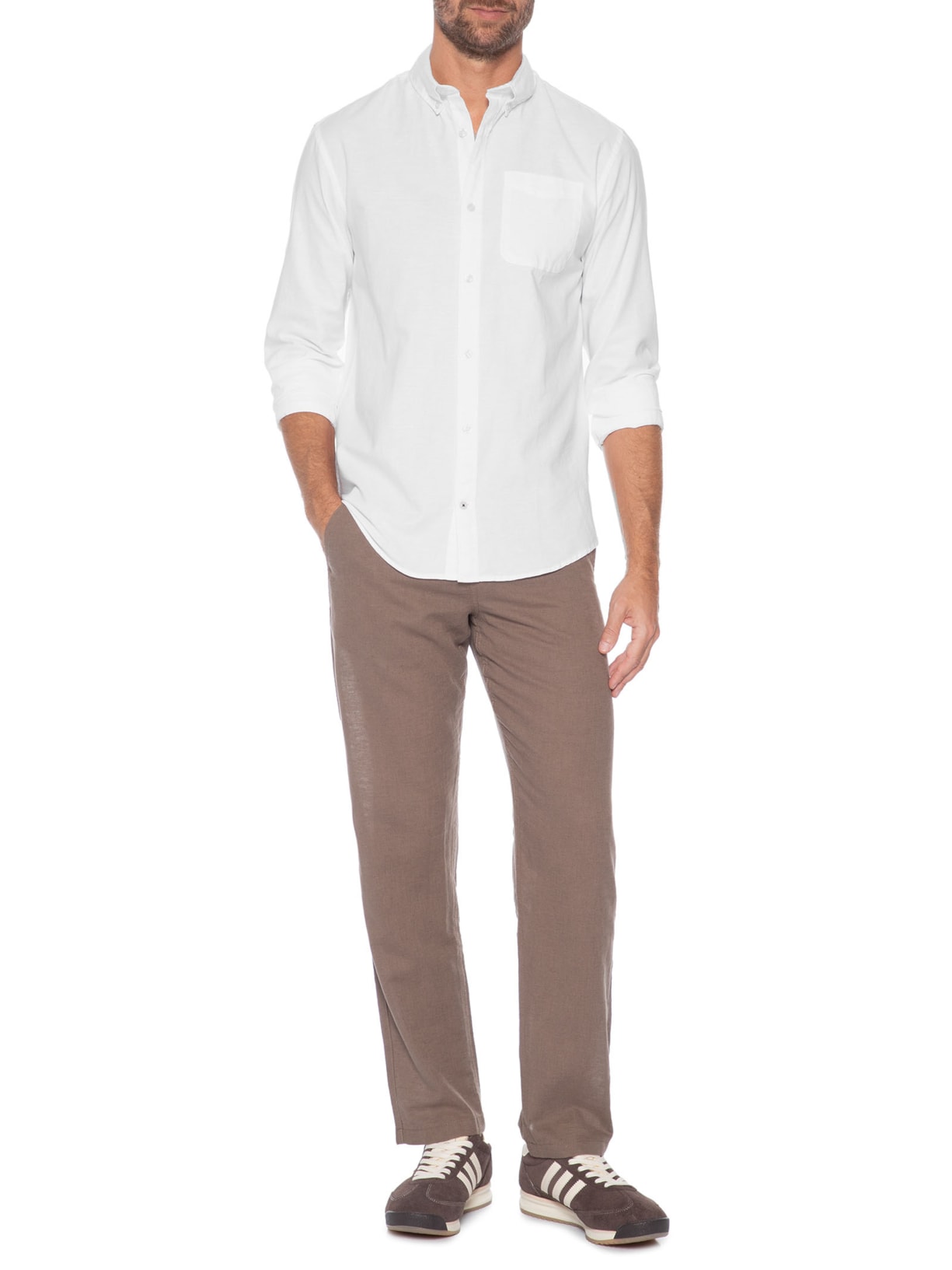 Camisa Masculina Slim Fit Oxford Orgânico Branco Jack & Jones
