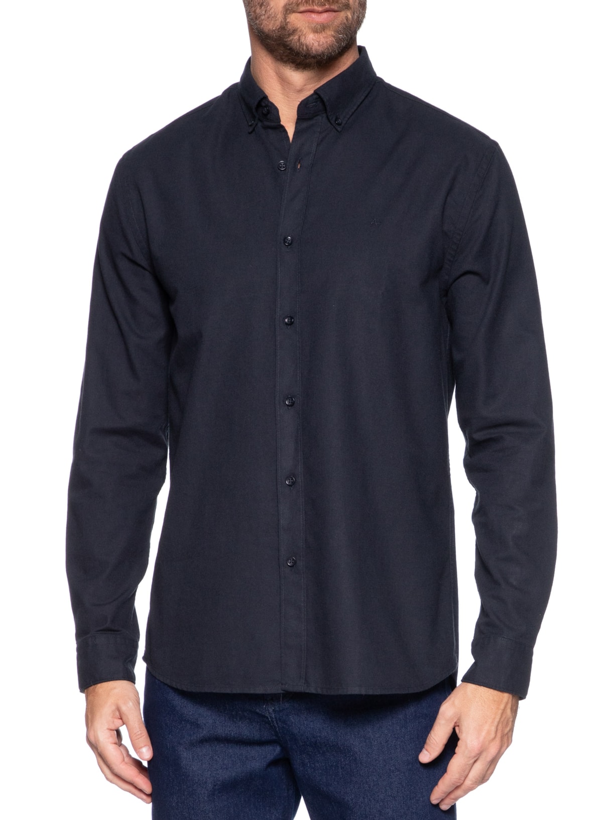 Camisa Masculina Slim Fit Oxford Planalt Bndw Azul Aramis