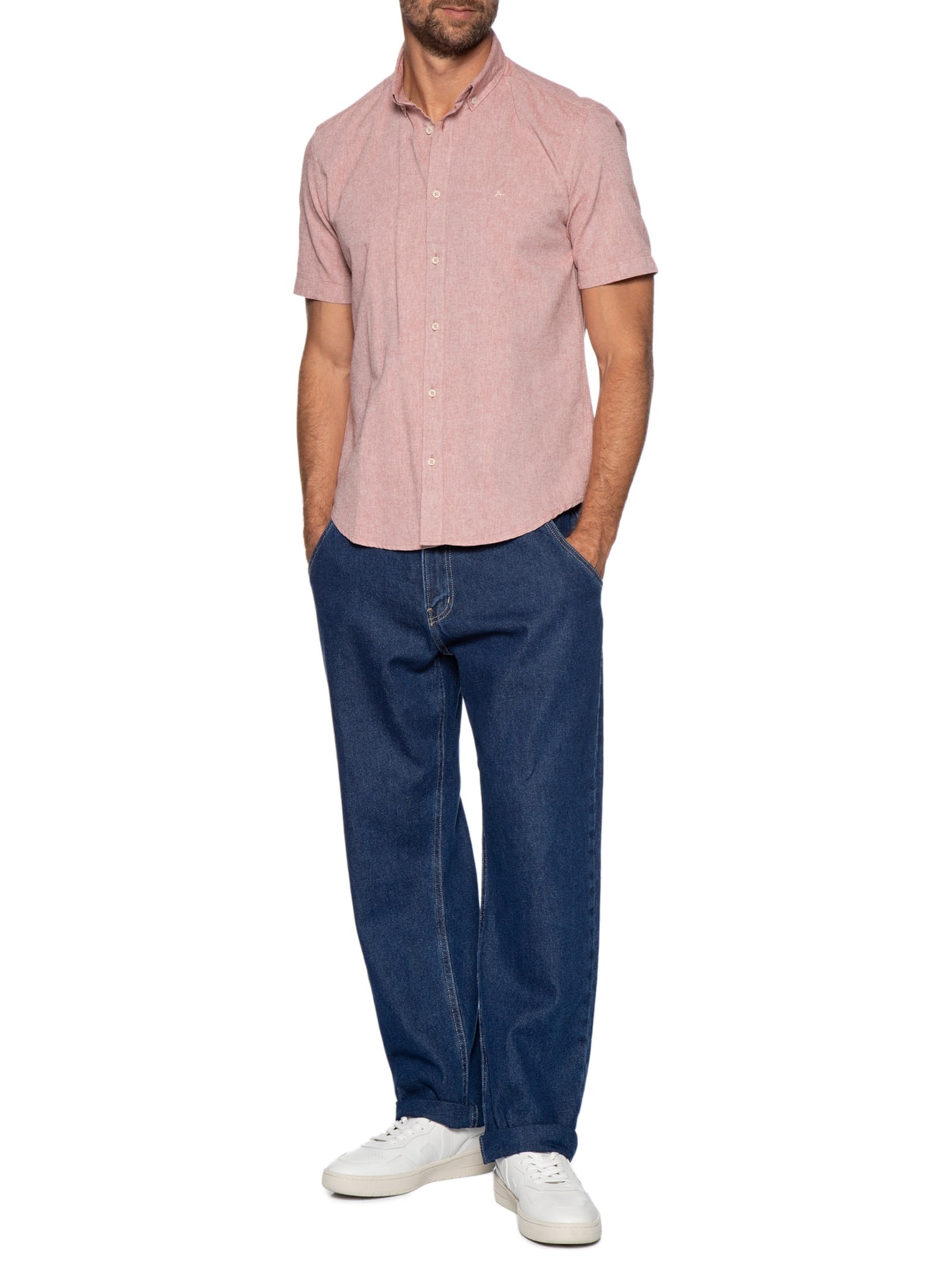 Camisa Masculina Slim Fit Oxford Planalt Rosa Aramis