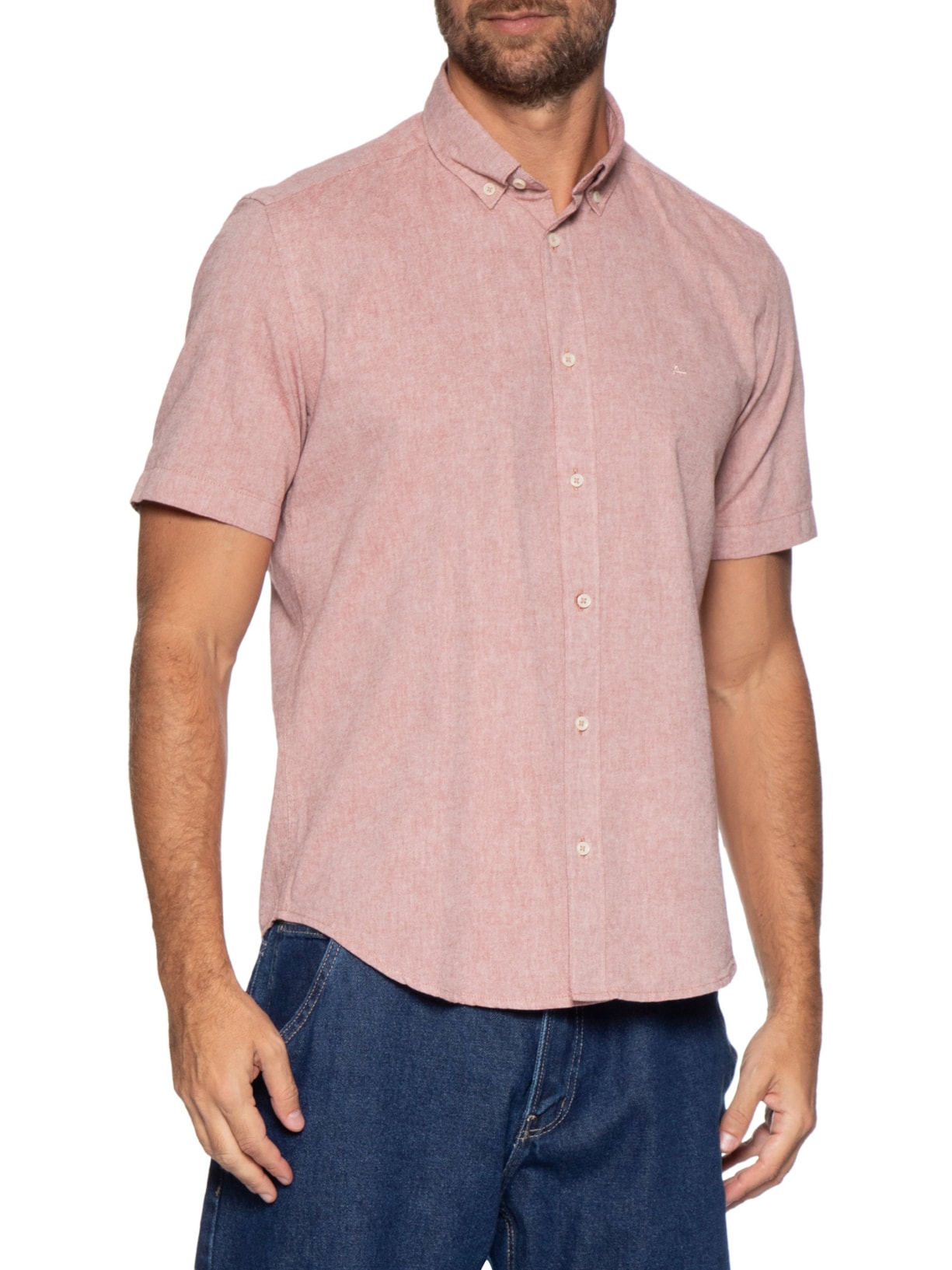 Camisa Masculina Slim Fit Oxford Planalt Rosa Aramis