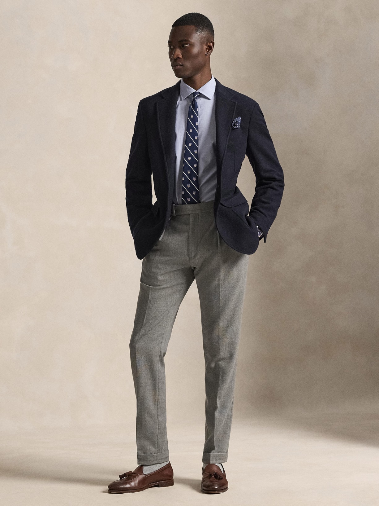 Camisa Masculina Slim Fit Stretch Poplin Azul Polo Ralph Lauren