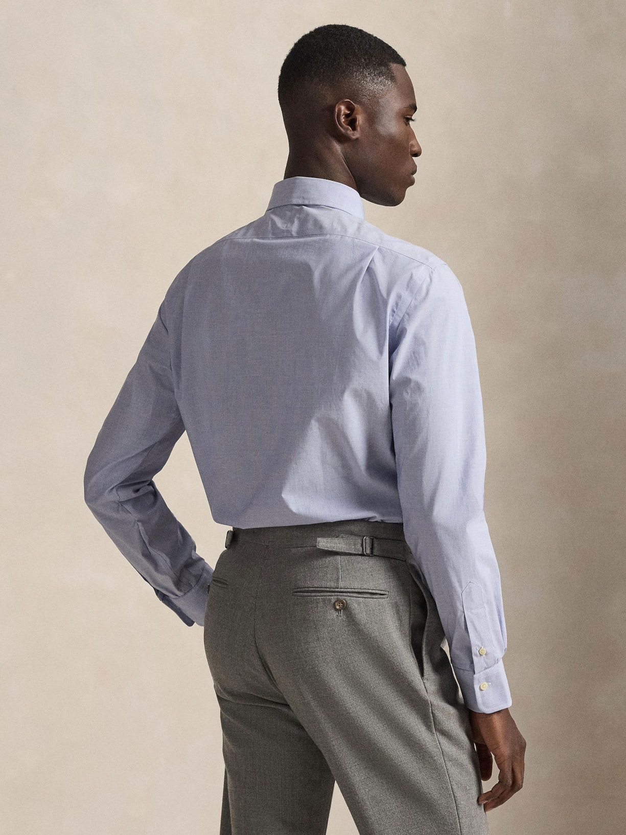 Camisa Masculina Slim Fit Stretch Poplin Azul Polo Ralph Lauren