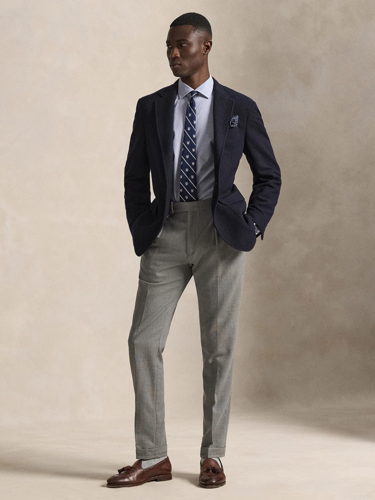 Camisa Masculina Slim Fit Stretch Poplin Azul Polo Ralph Lauren