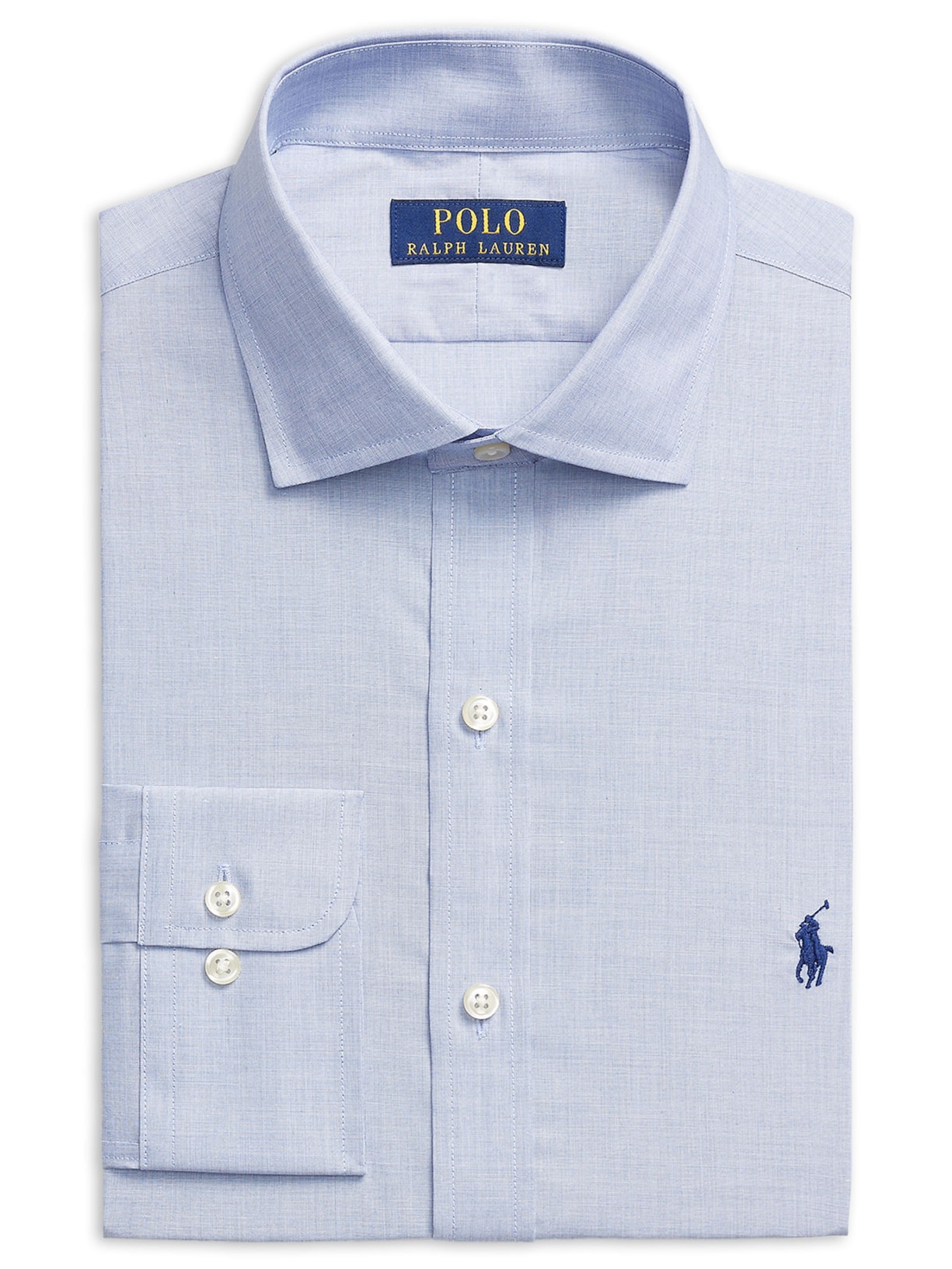 Camisa Masculina Slim Fit Stretch Poplin Azul Polo Ralph Lauren
