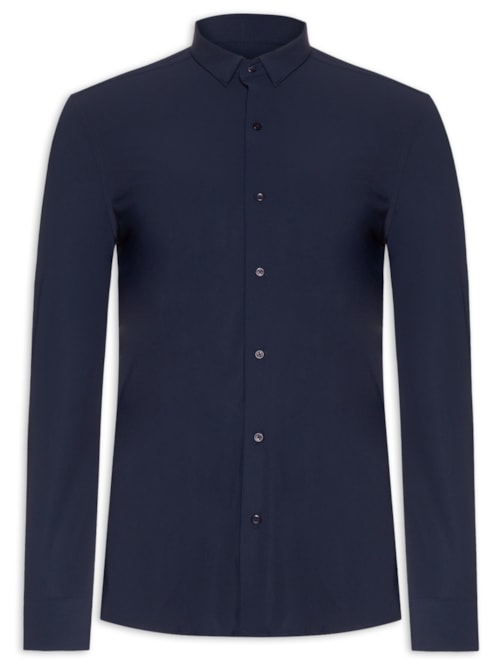 Camisa Masculina Slim Fit Tech Stretch Collab IMF - Azul