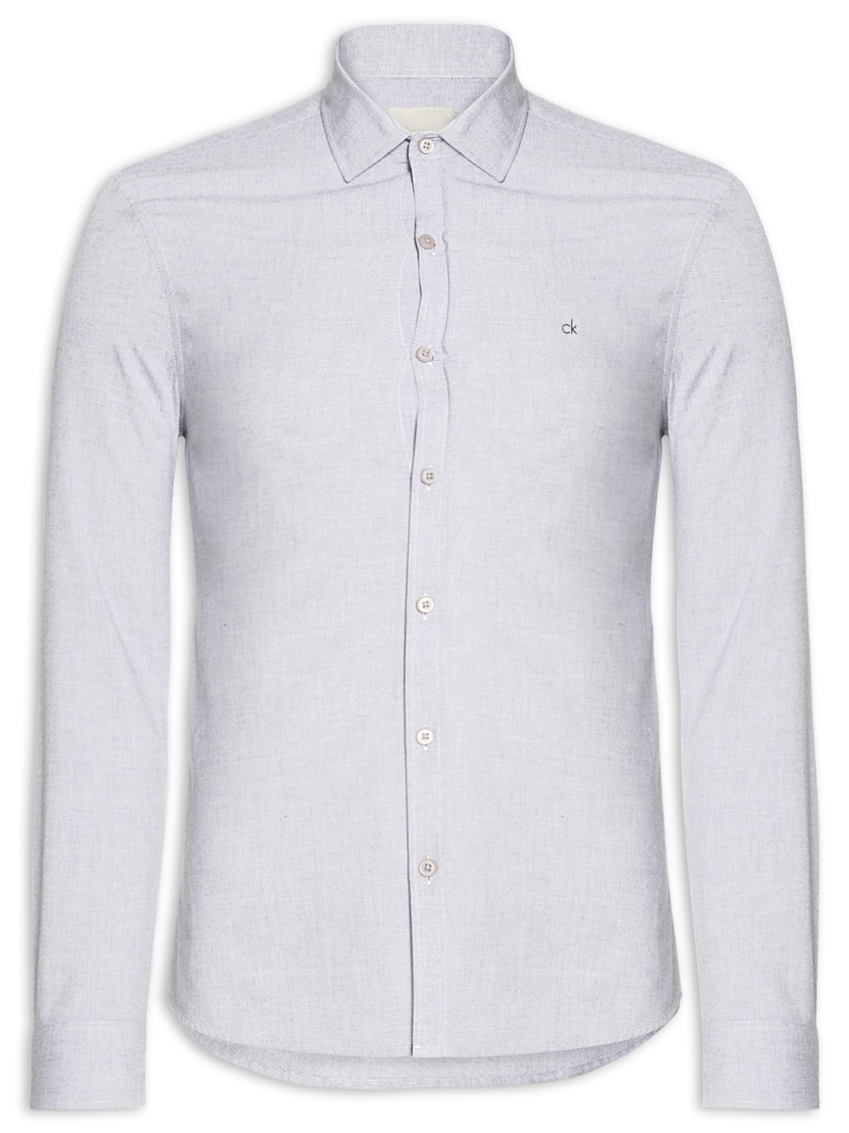 Camisa Masculina Slim Fit Tela De Algodão Cinza Calvin Klein