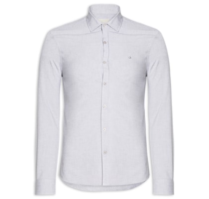 Camisa Masculina Slim Fit Tela De Algodão - Cinza