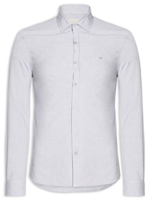 Camisa Masculina Slim Fit Tela De Algodão - Cinza
