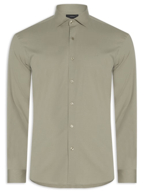 Camisa Masculina Slim Fit Tricoline Stretch – Bege