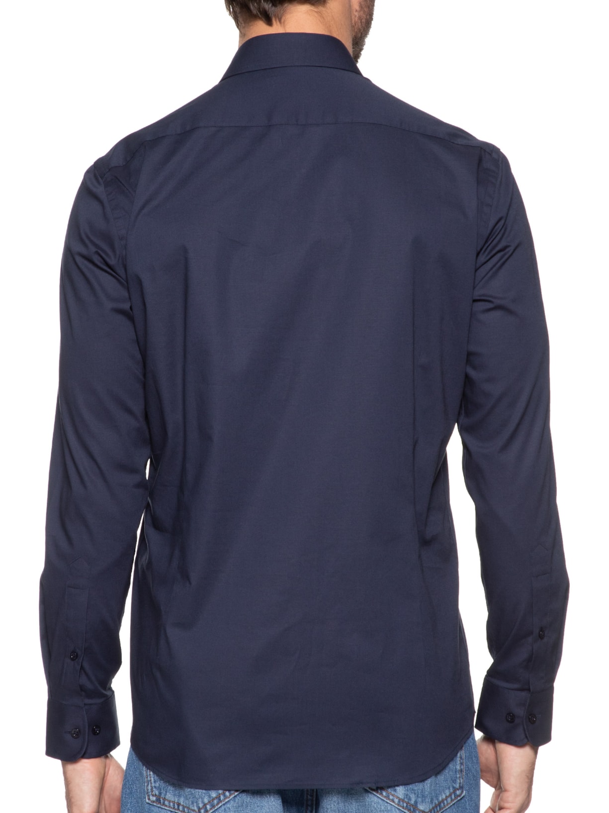 Camisa Masculina Slim Fit Tricoline Stretch Azul Aramis