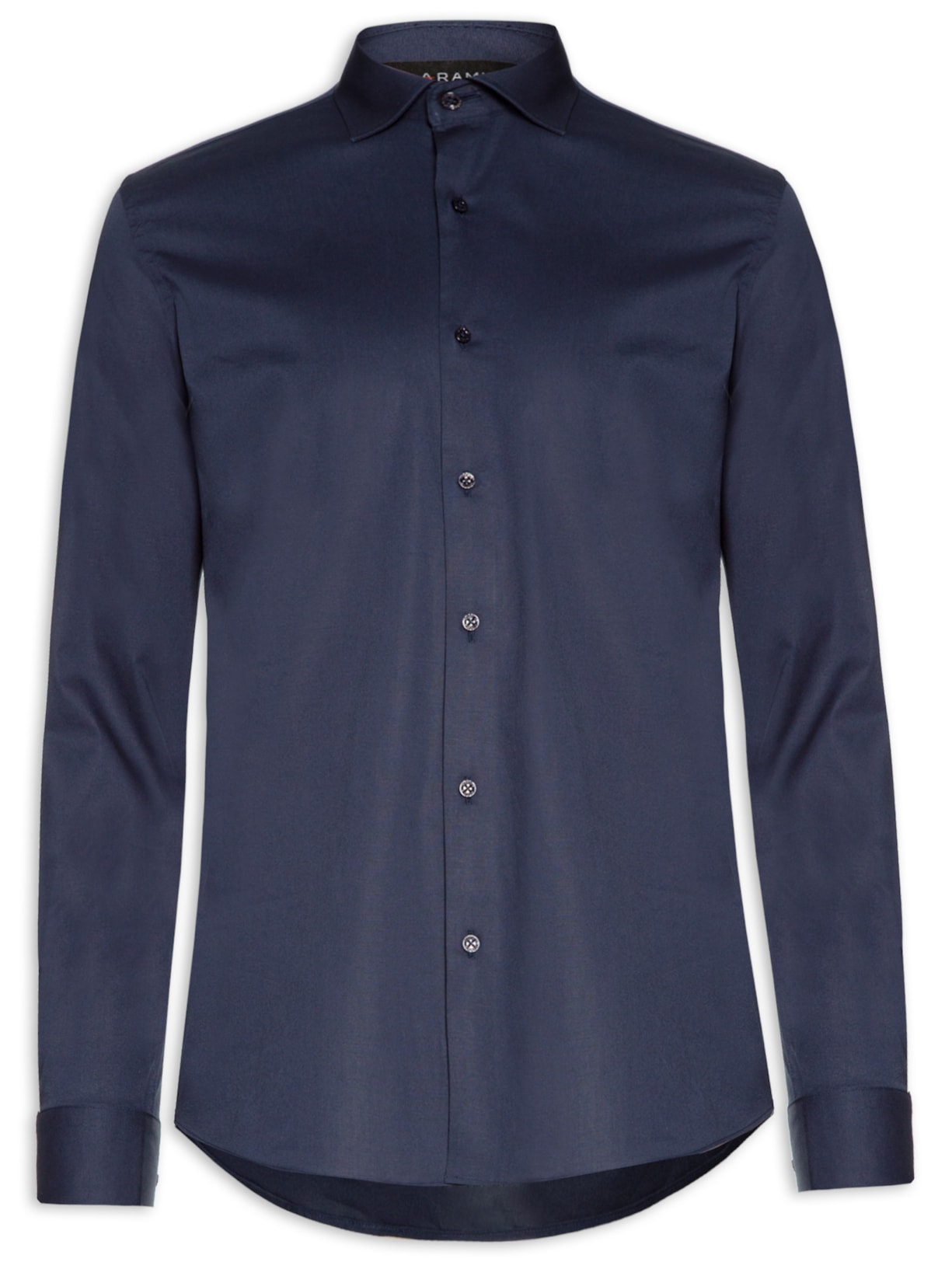 Camisa Masculina Slim Fit Tricoline Stretch - Azul