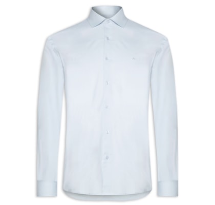 Camisa Masculina Slim Fit Tricoline Stretch - Azul
