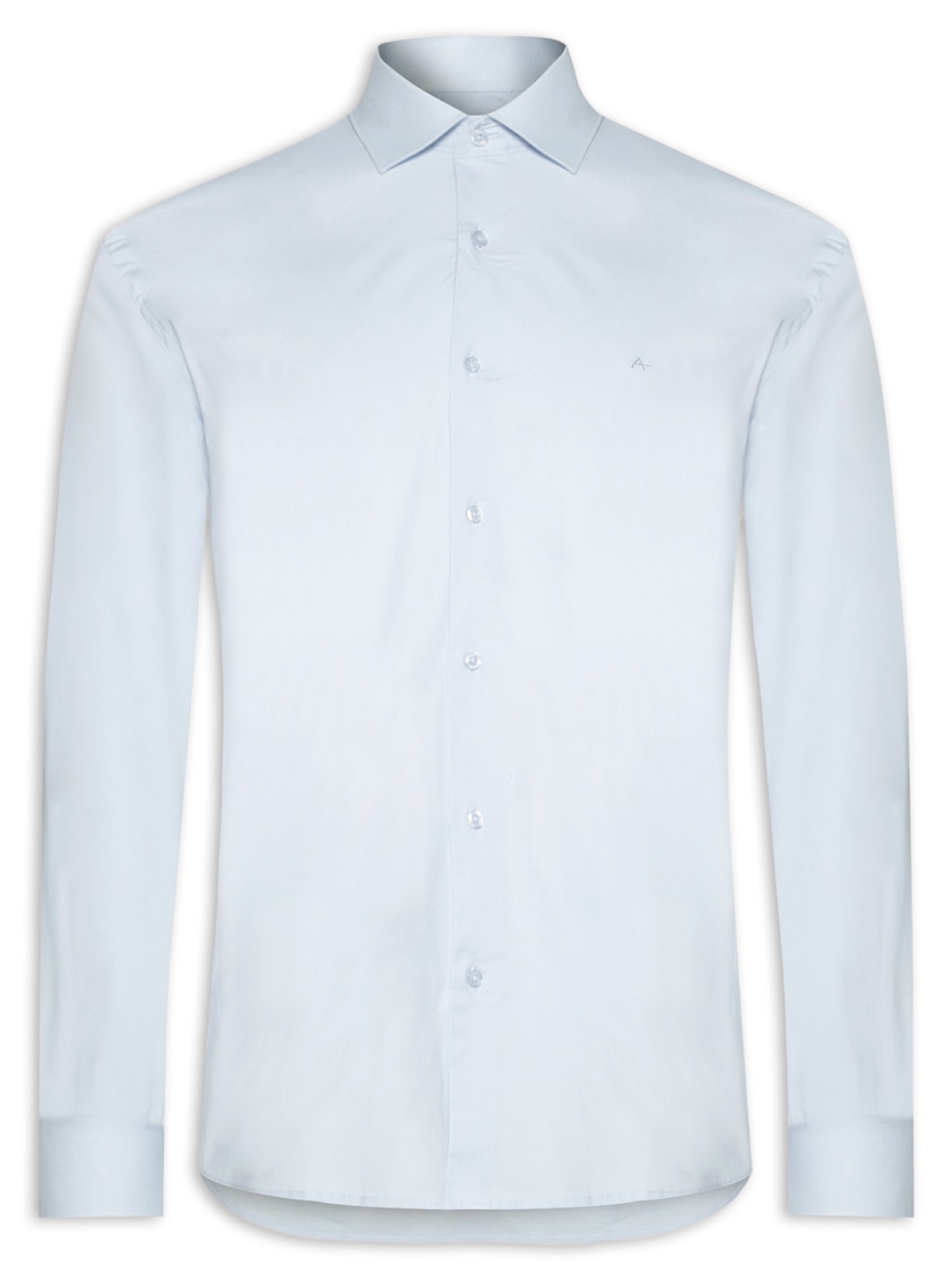 Camisa Masculina Slim Fit Tricoline Stretch - Azul