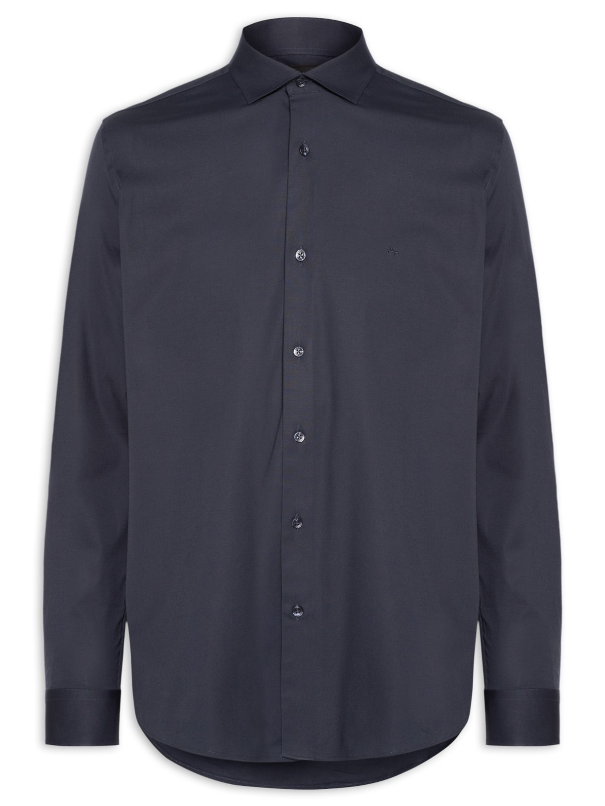 Camisa Masculina Slim Fit Tricoline Stretch - Azul