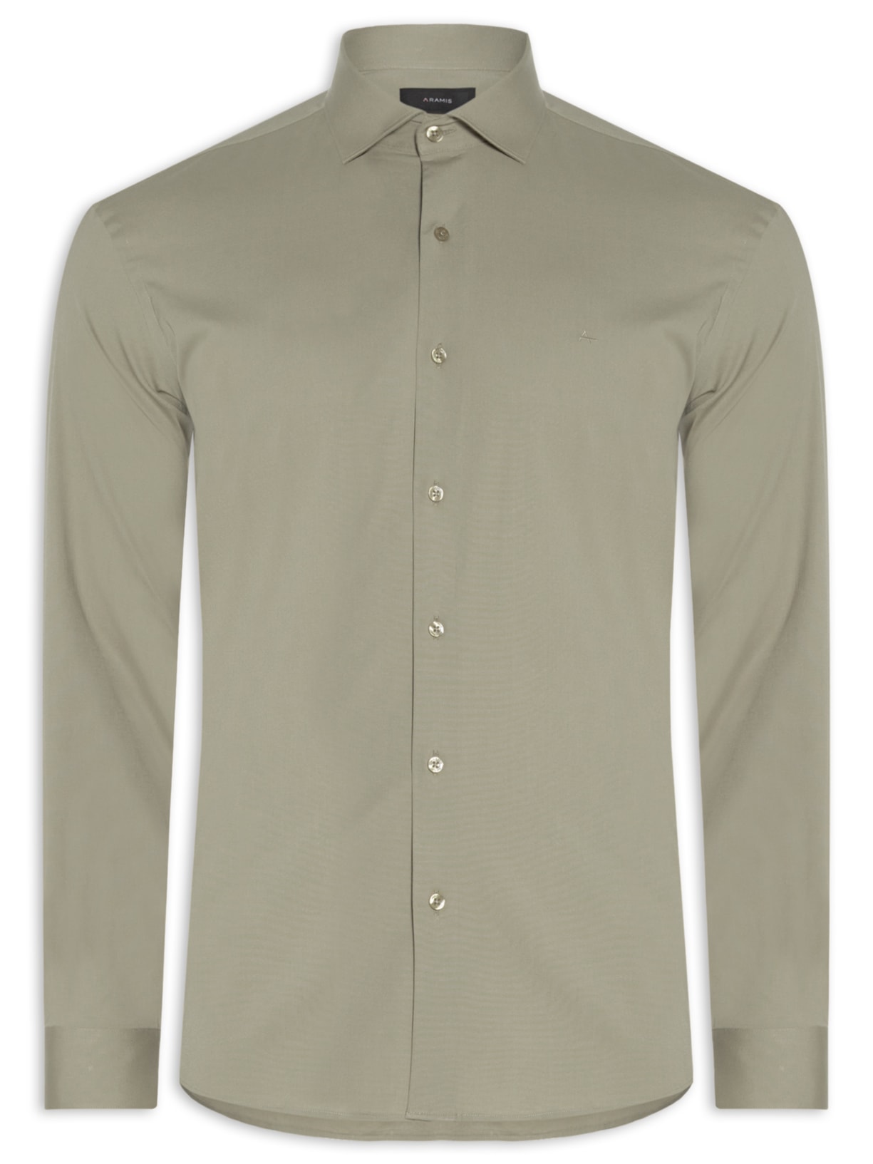 Camisa Masculina Slim Fit Tricoline Stretch Bege Aramis