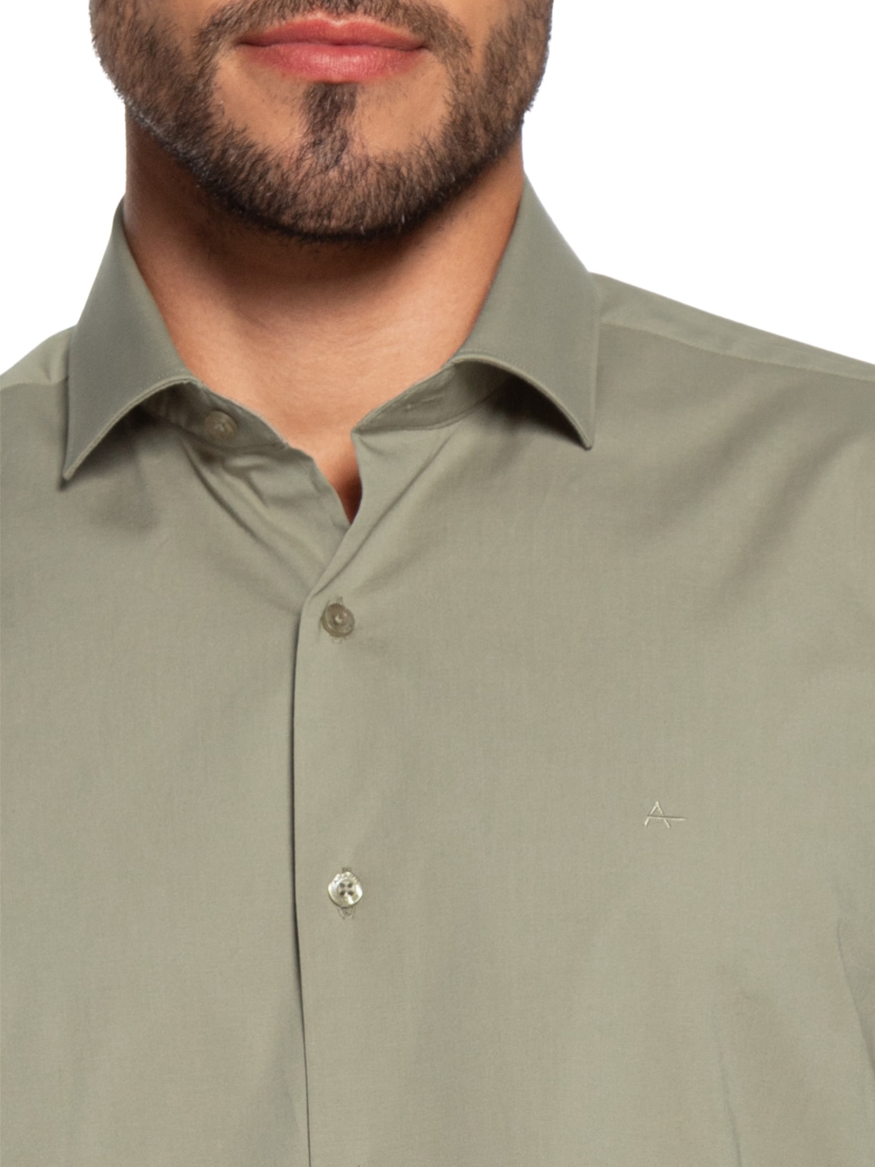 Camisa Masculina Slim Fit Tricoline Stretch Bege Aramis
