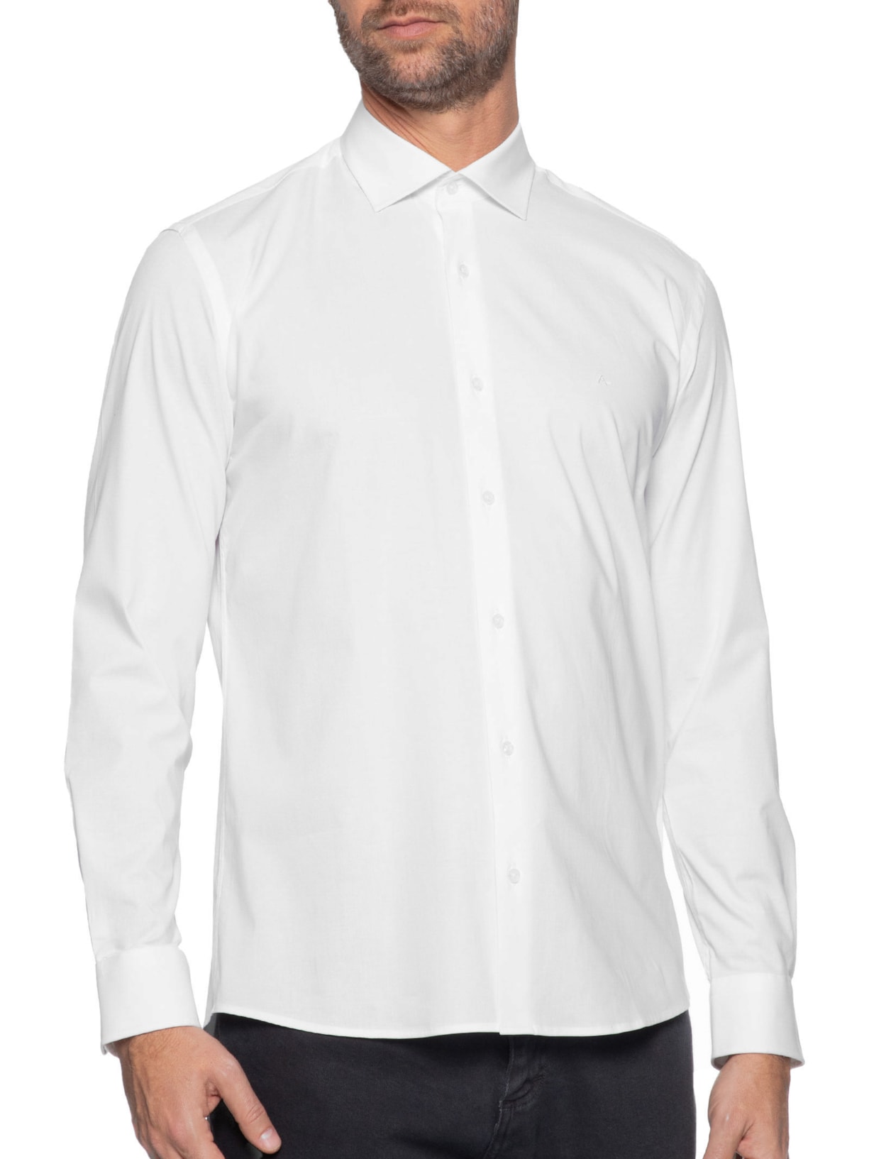 Camisa Masculina Slim Fit Tricoline Stretch Branco Aramis