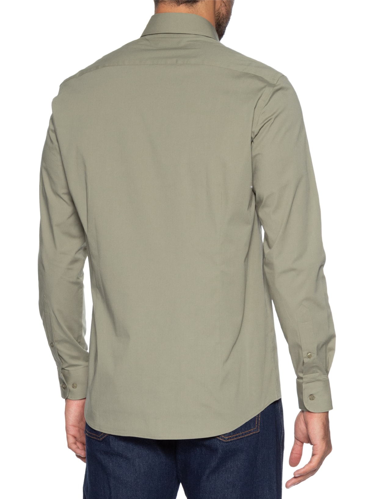 Camisa Masculina Slim Fit Tricoline Stretch – Bege Aramis