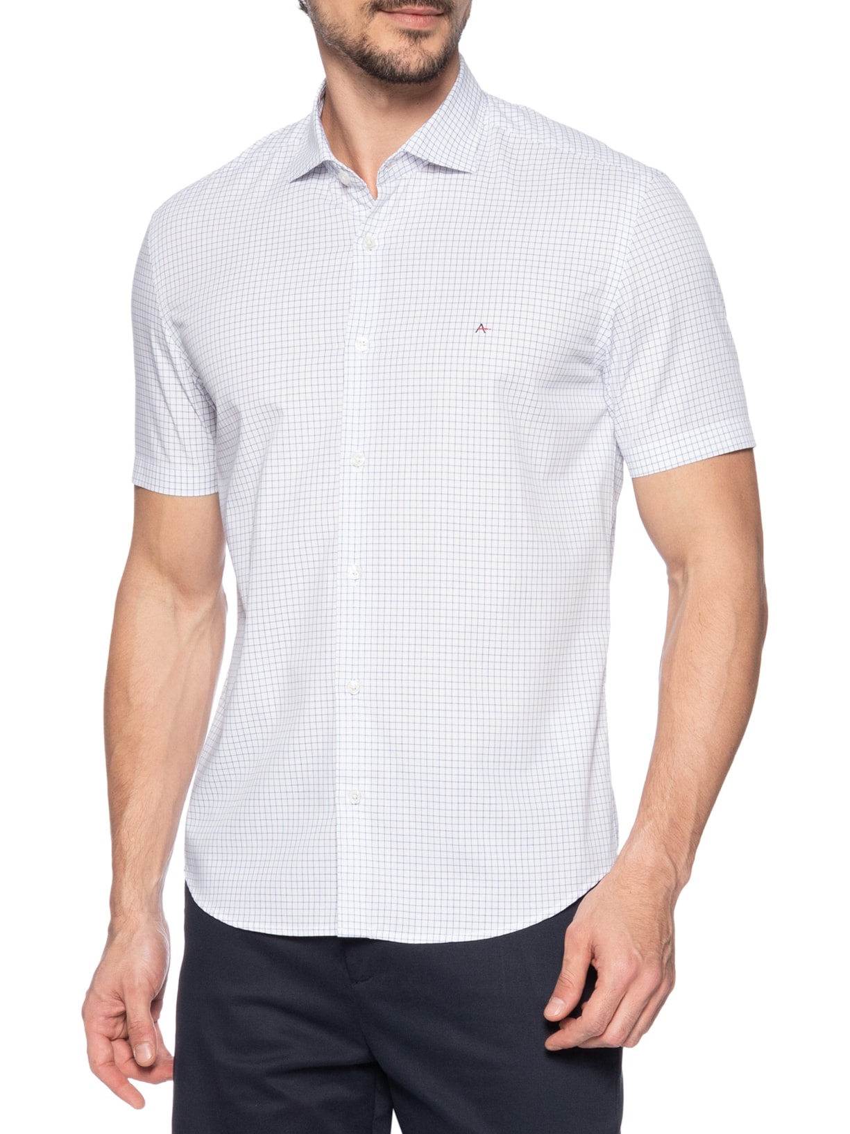 Camisa Masculina Slim Fit Xadrez Azul Aramis