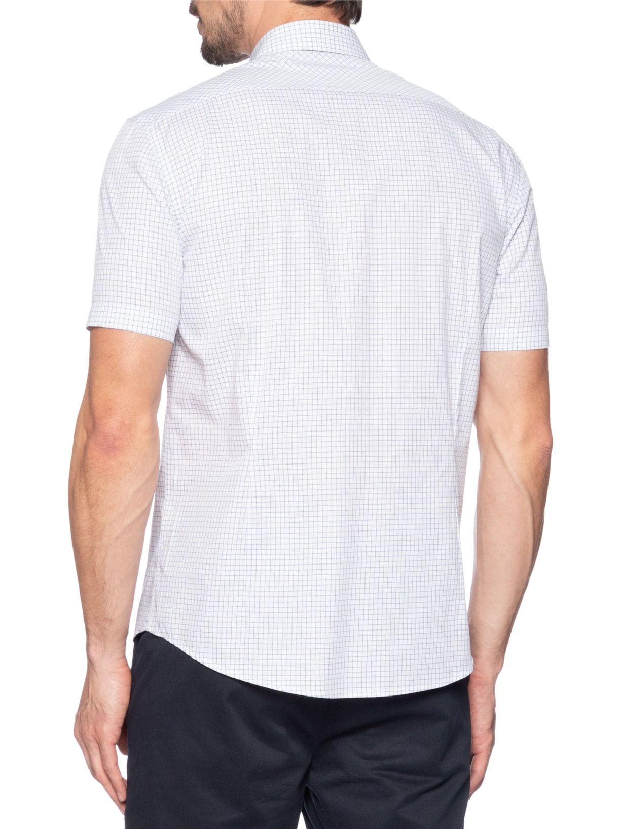 Camisa Masculina Slim Fit Xadrez Azul Aramis