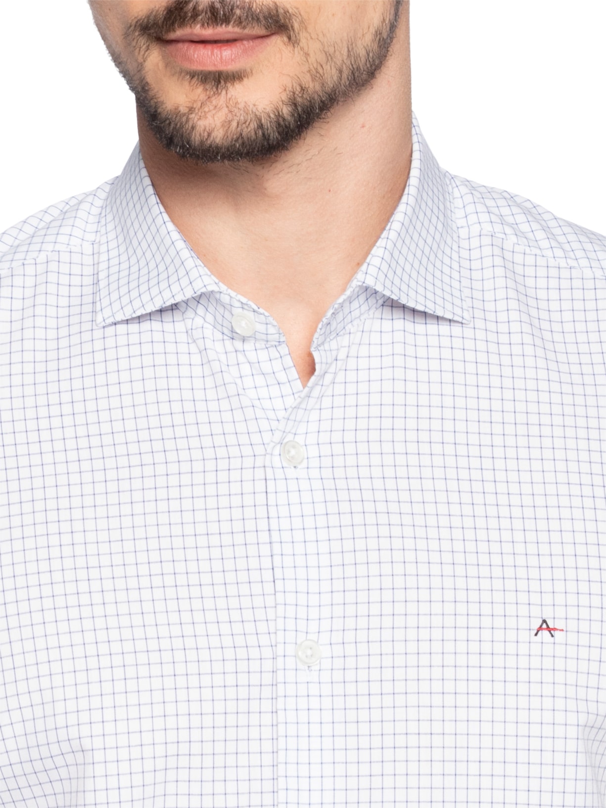 Camisa Masculina Slim Fit Xadrez Azul Aramis