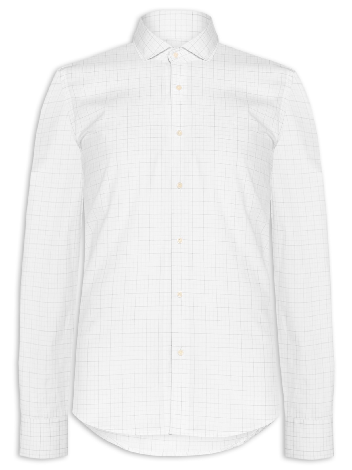 Camisa Masculina Slim Fit Xadrez Clássico - Branco