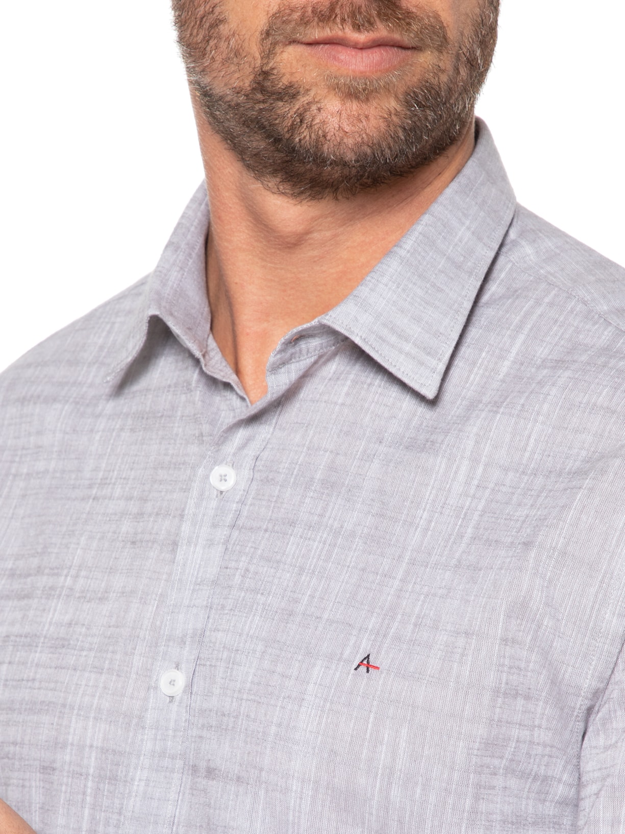 Camisa Masculina Slim Flamê Lisa Cinza Aramis