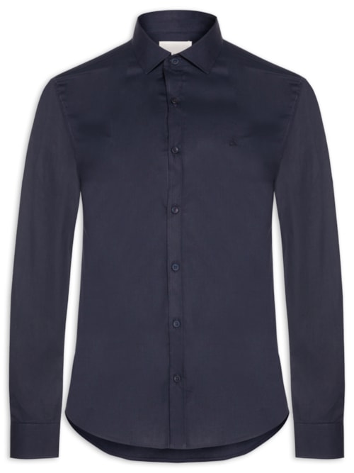 Camisa Masculina Slim Galles Stretch - Azul