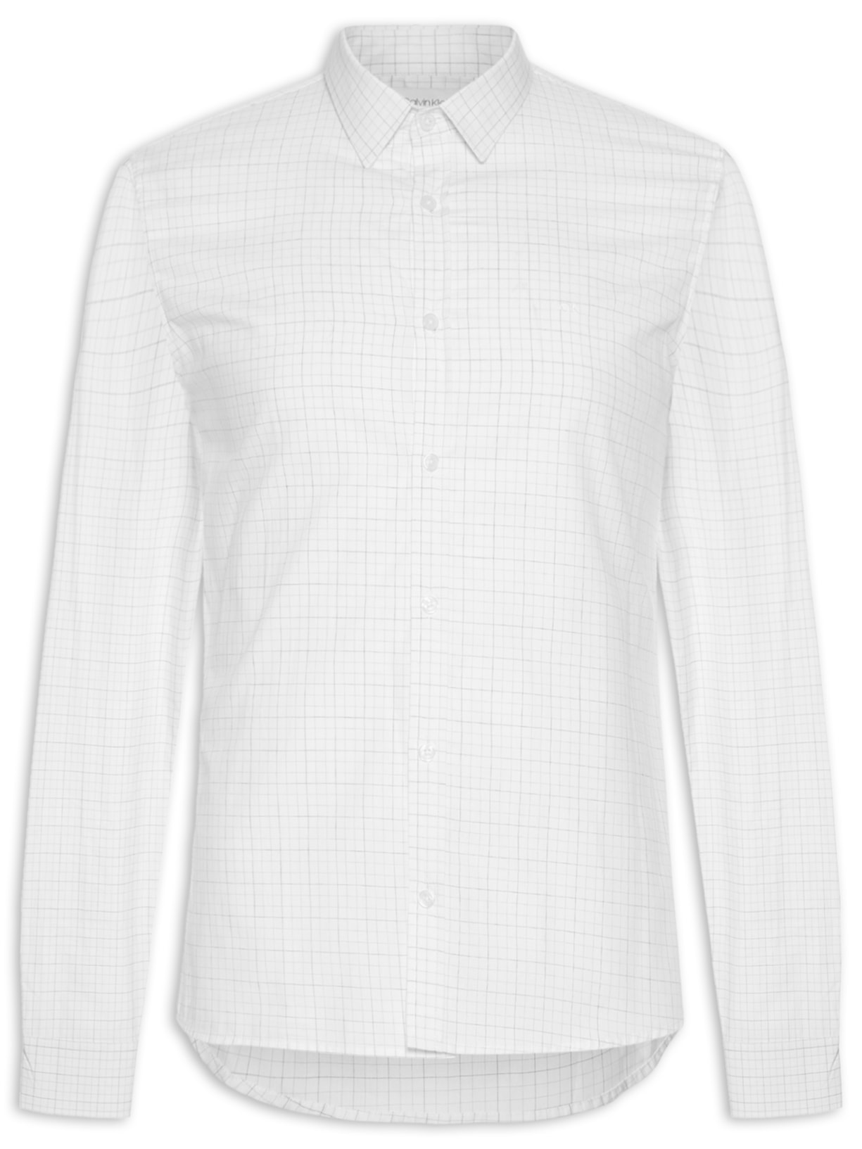Camisa Masculina Slim Grid - Branco
