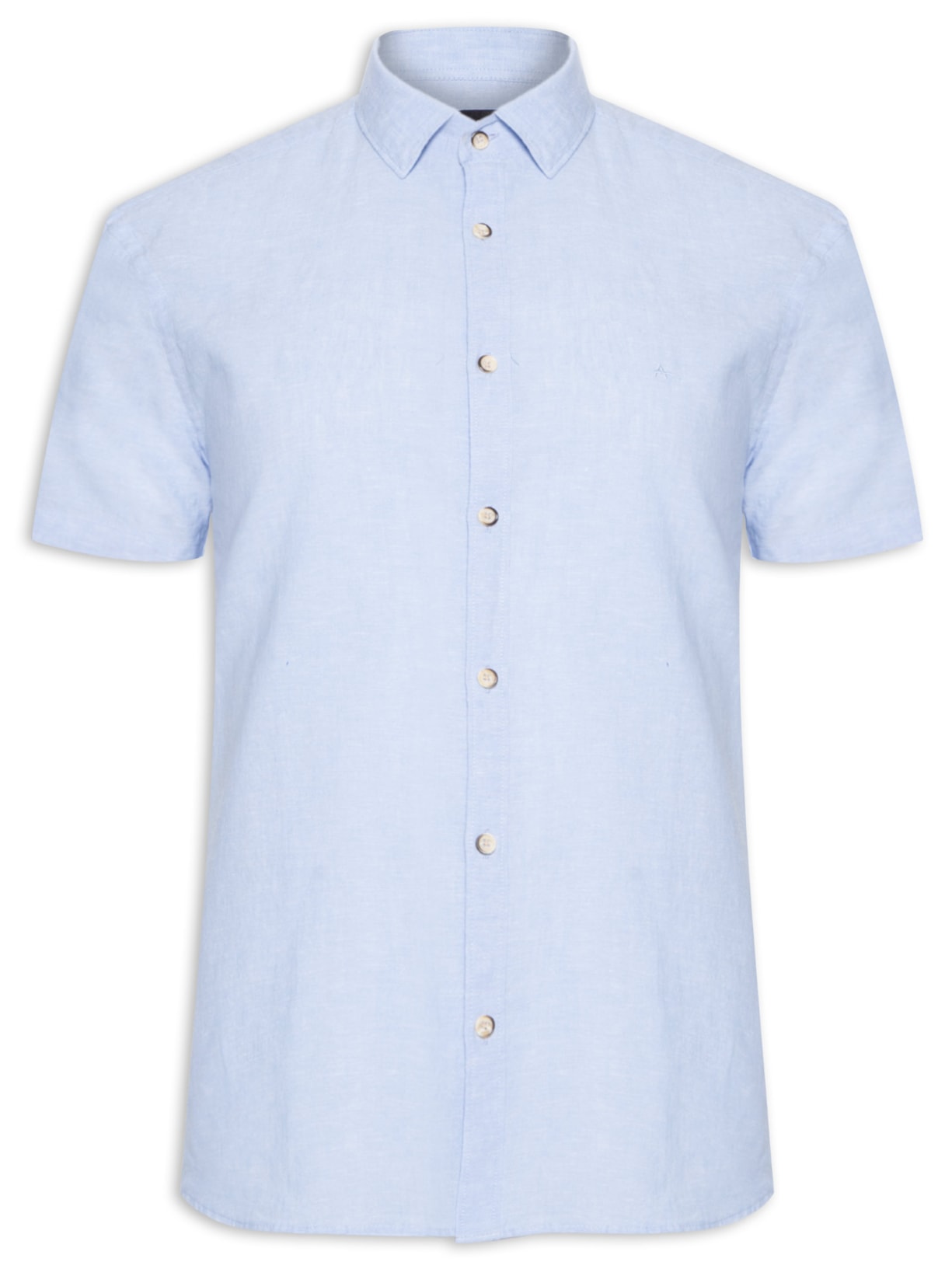 Camisa Masculina Slim Linho Algodão - Azul