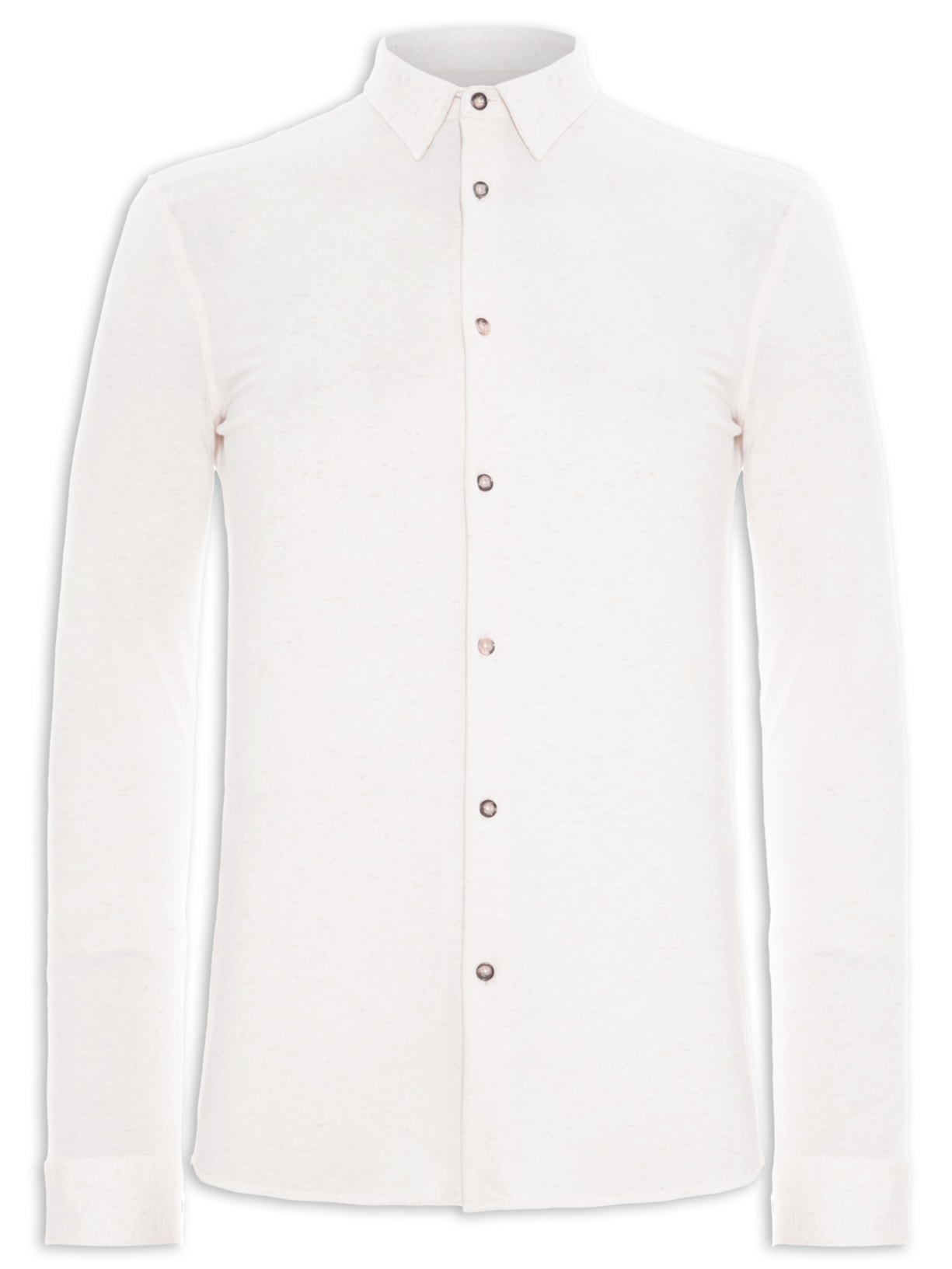 Camisa Masculina Slim Malha Linho - Off White