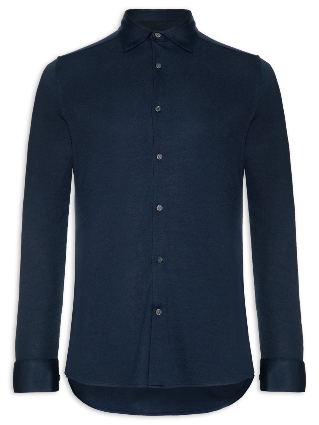 Camisa Masculina Slim Malha Modal - Azul