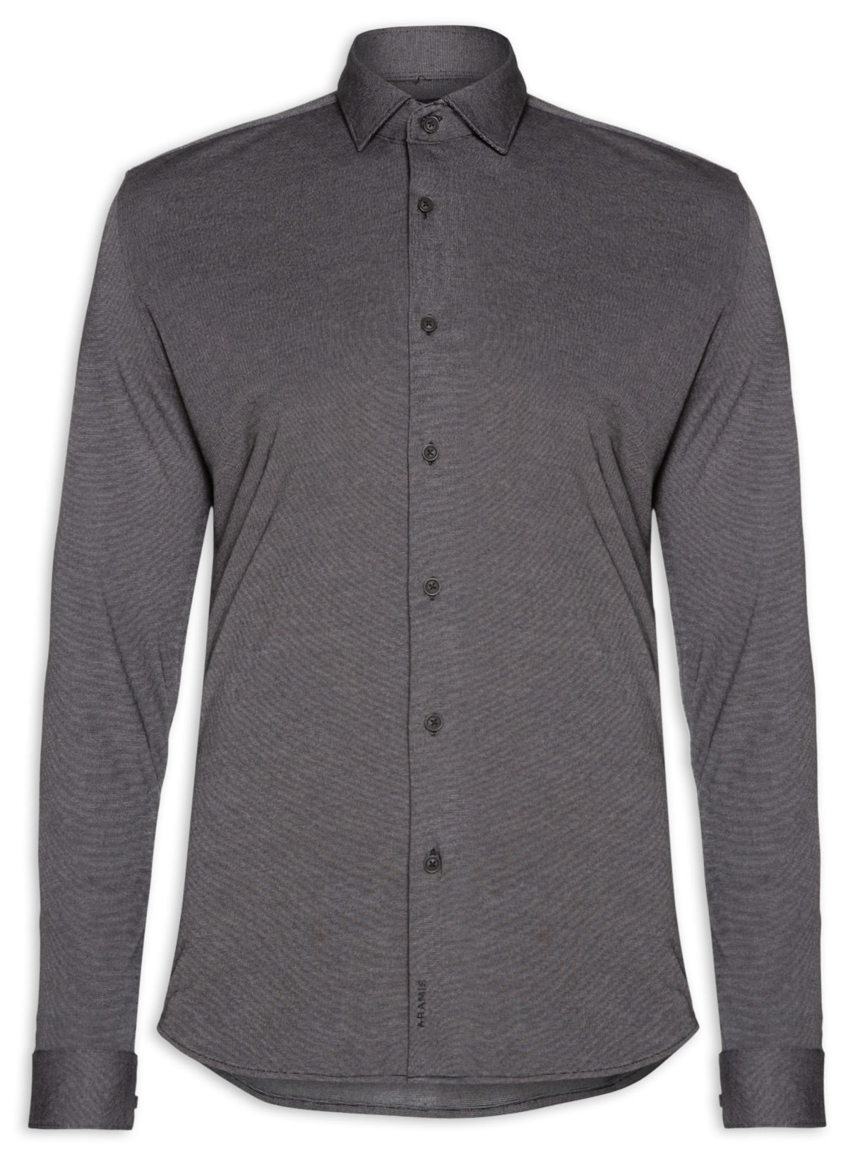 Camisa Masculina Slim Malha Modal Mescla - Preto