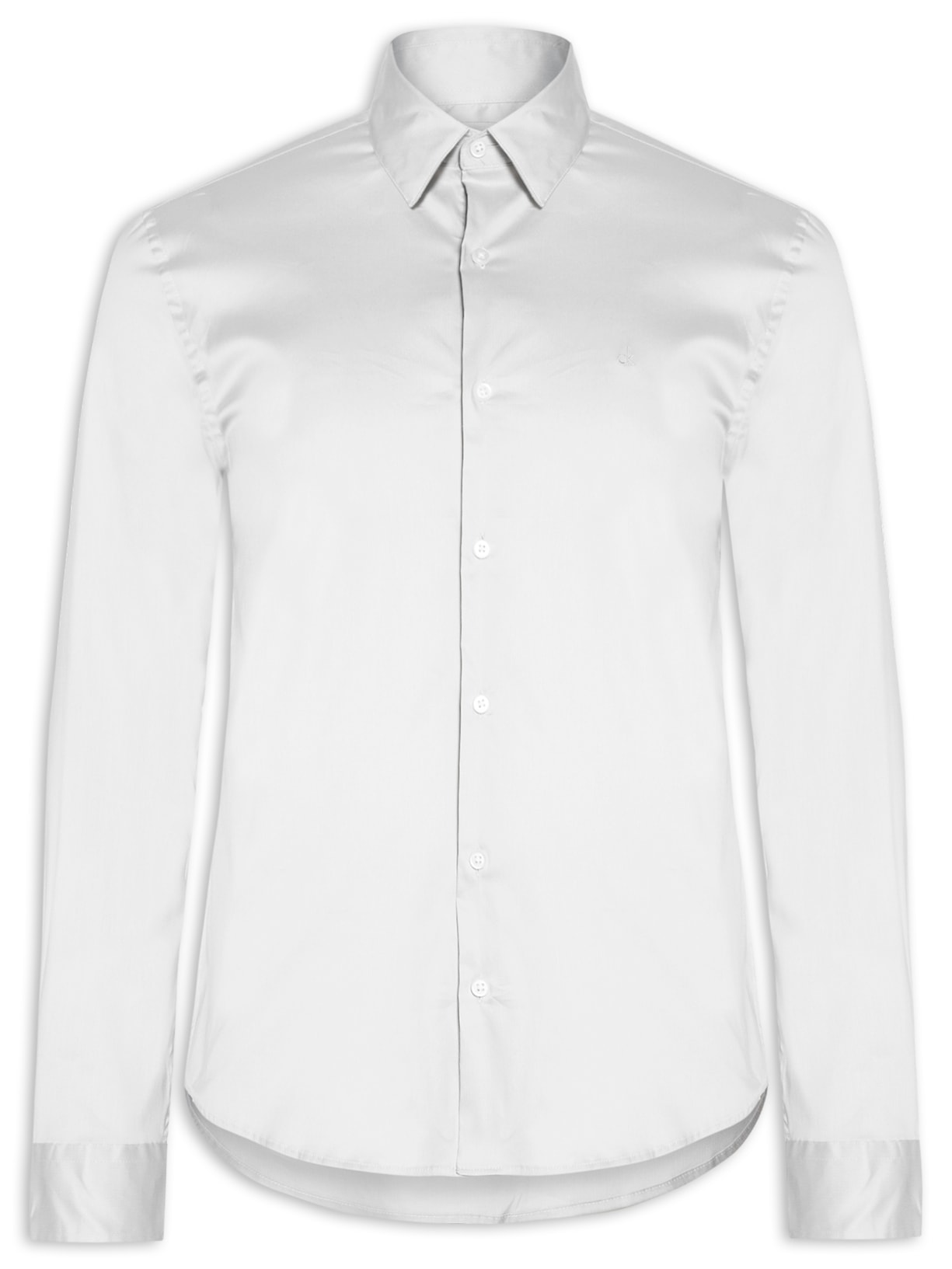 Camisa Masculina Slim Manga Longa Básica Algodão Poliamida Cinza Calvin Klein